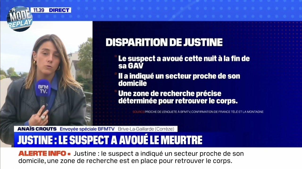 Disparition de justine vayrac à Brive: le suspect a avoué avoir violé et tué la jeune femme