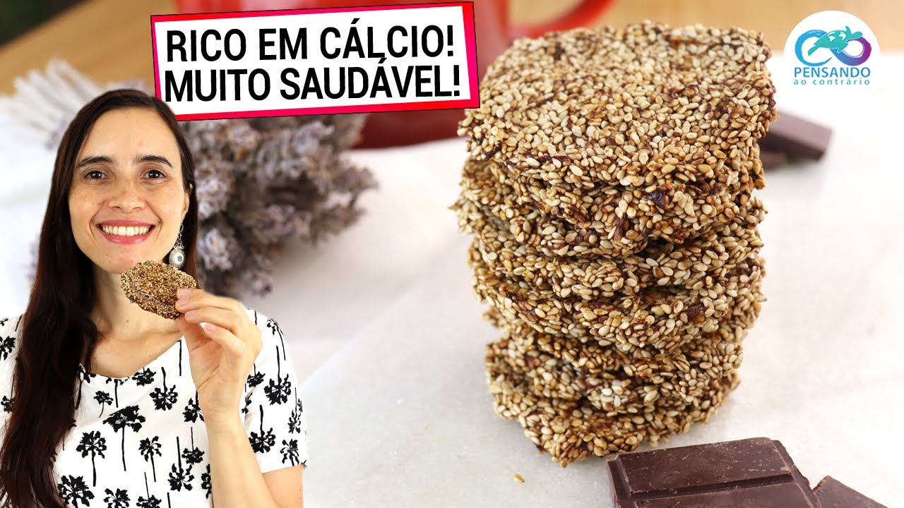 OLHA ESTE BISCOITO DE GERGELIM E CHOCOLATE RICO EM CÁLCIO E SEM TRIGO! RECEITA VEGANA 100% INTEGRAL