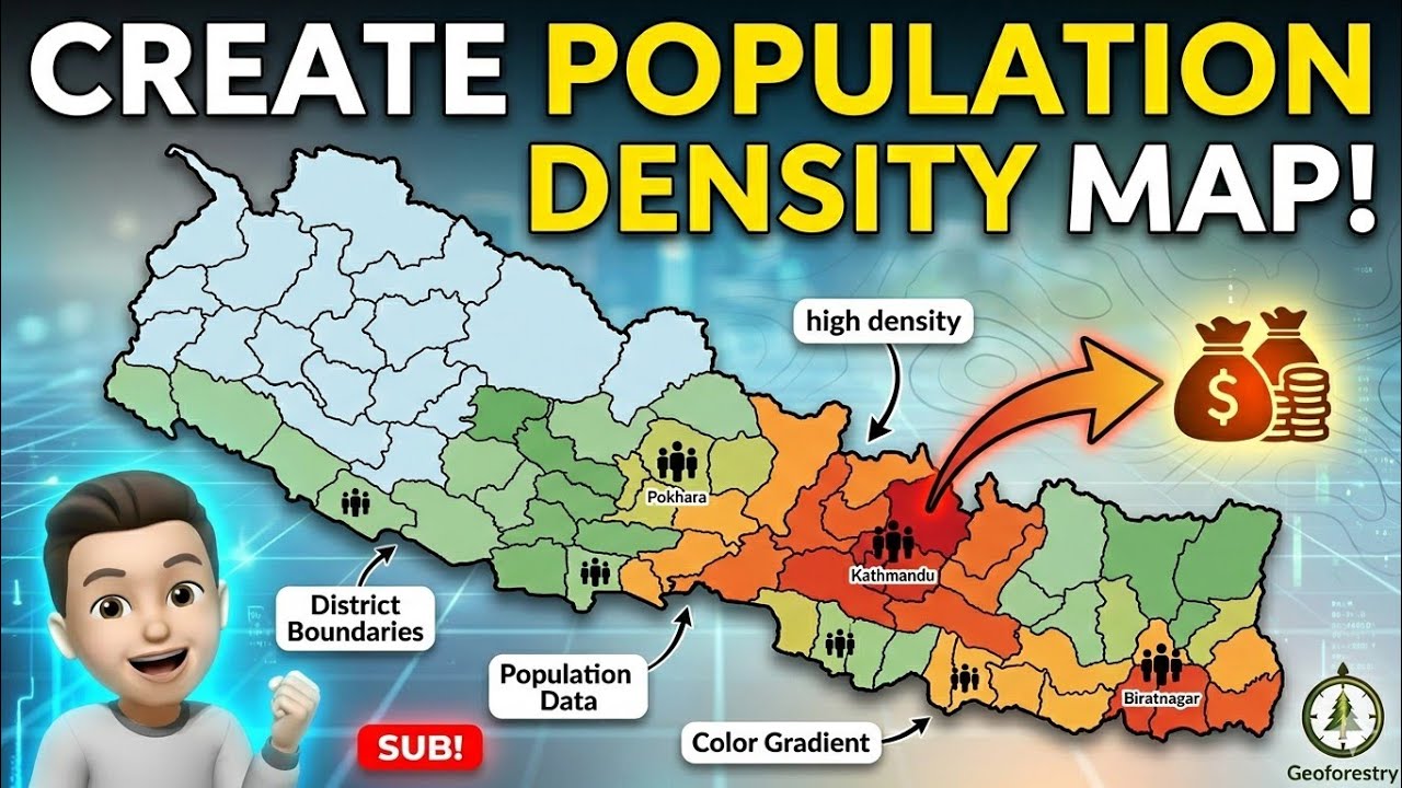 ArGIS Tutorial 7:Create population density map of any country using ArcMap || Step by step 