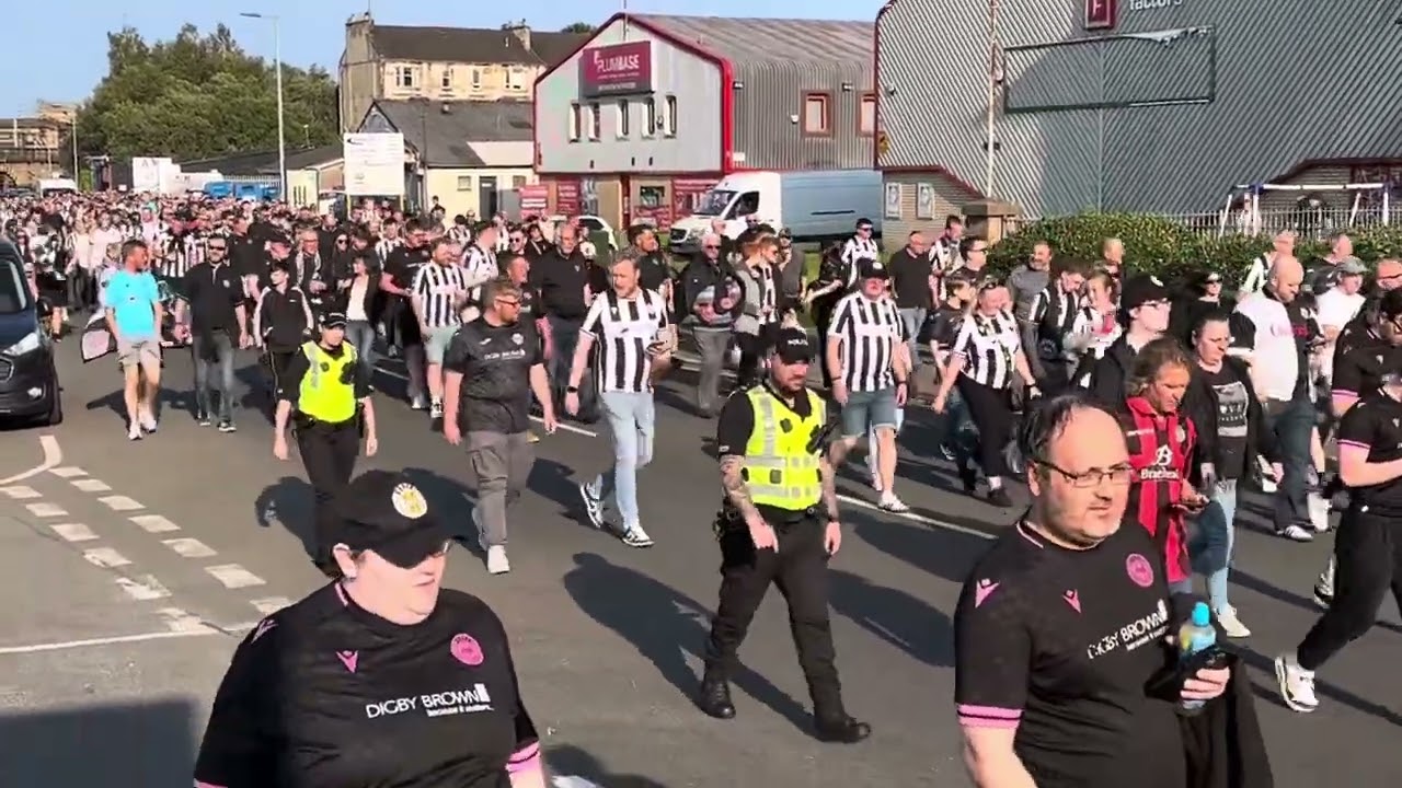 St Mirren fans march from County Square