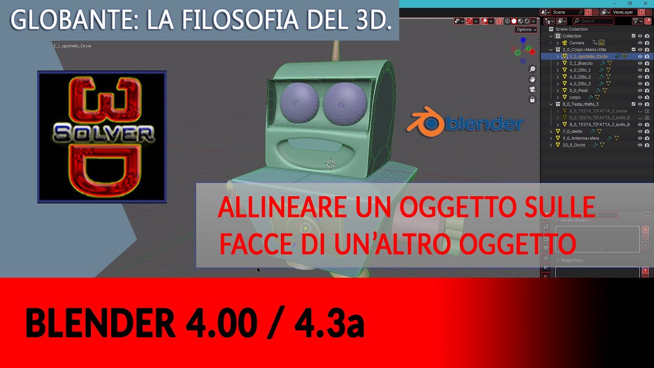 ITA tutorial BLENDER - 03 Allineare oggetti sulle facce. ENG BLENDER - 03 Align objects on faces