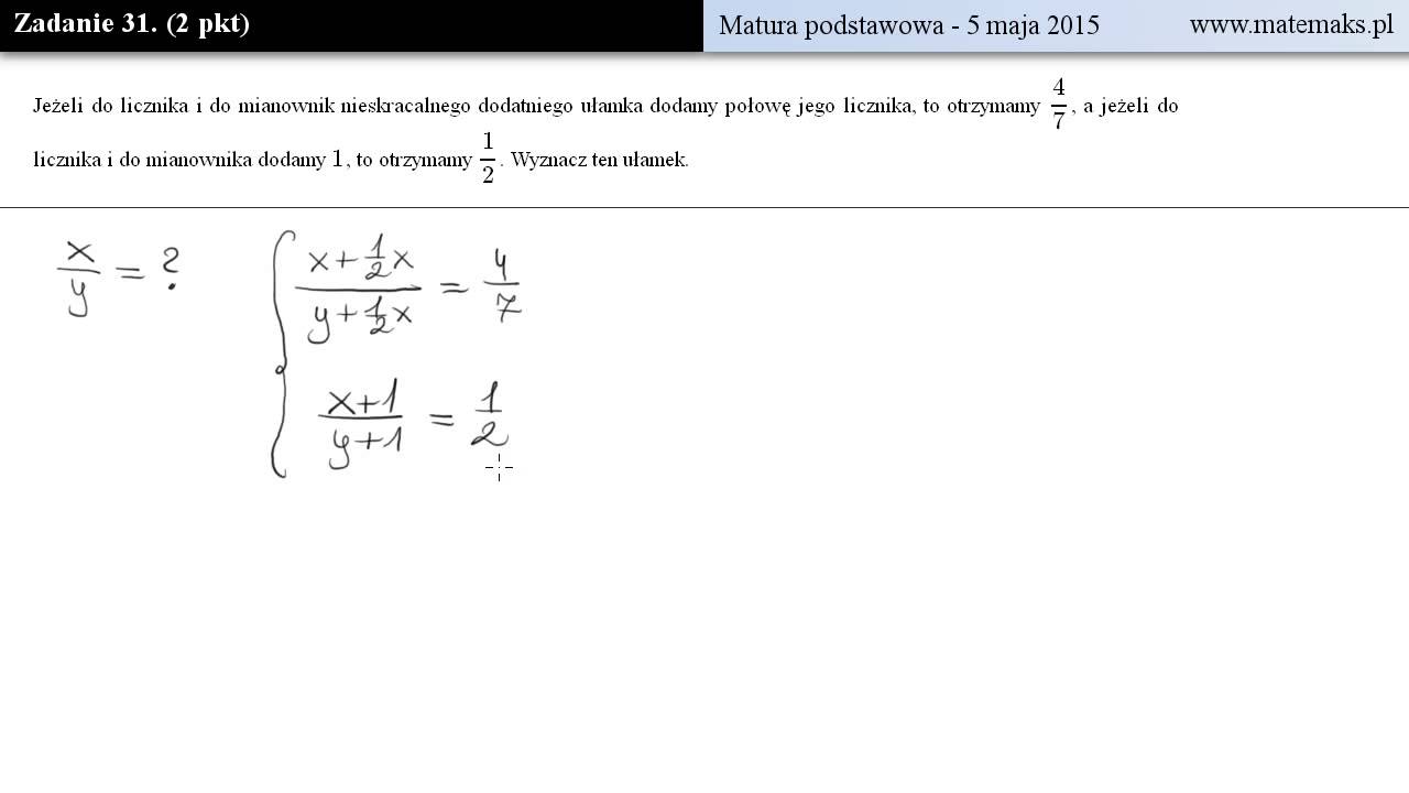 Matura 5 maj 2015 - zadanie 31