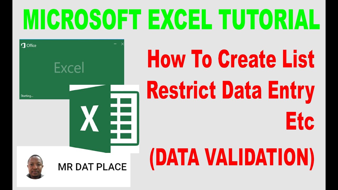 Data Validation in Excel  | Create List | Restrict Data Entry | Define Data Entry