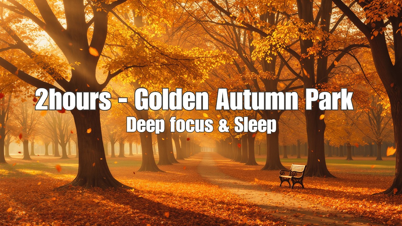 Golden Autumn Park Ambience | Calm Acoustic Guitar 432Hz for Cozy Focus & Sleep 🍂🎸 #Focus #sleep