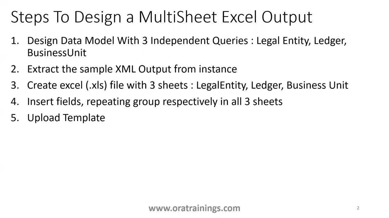 Как создать многолистовой отчёт Excel — с использованием шаблона Excel — приложения Oracle BI Pub...