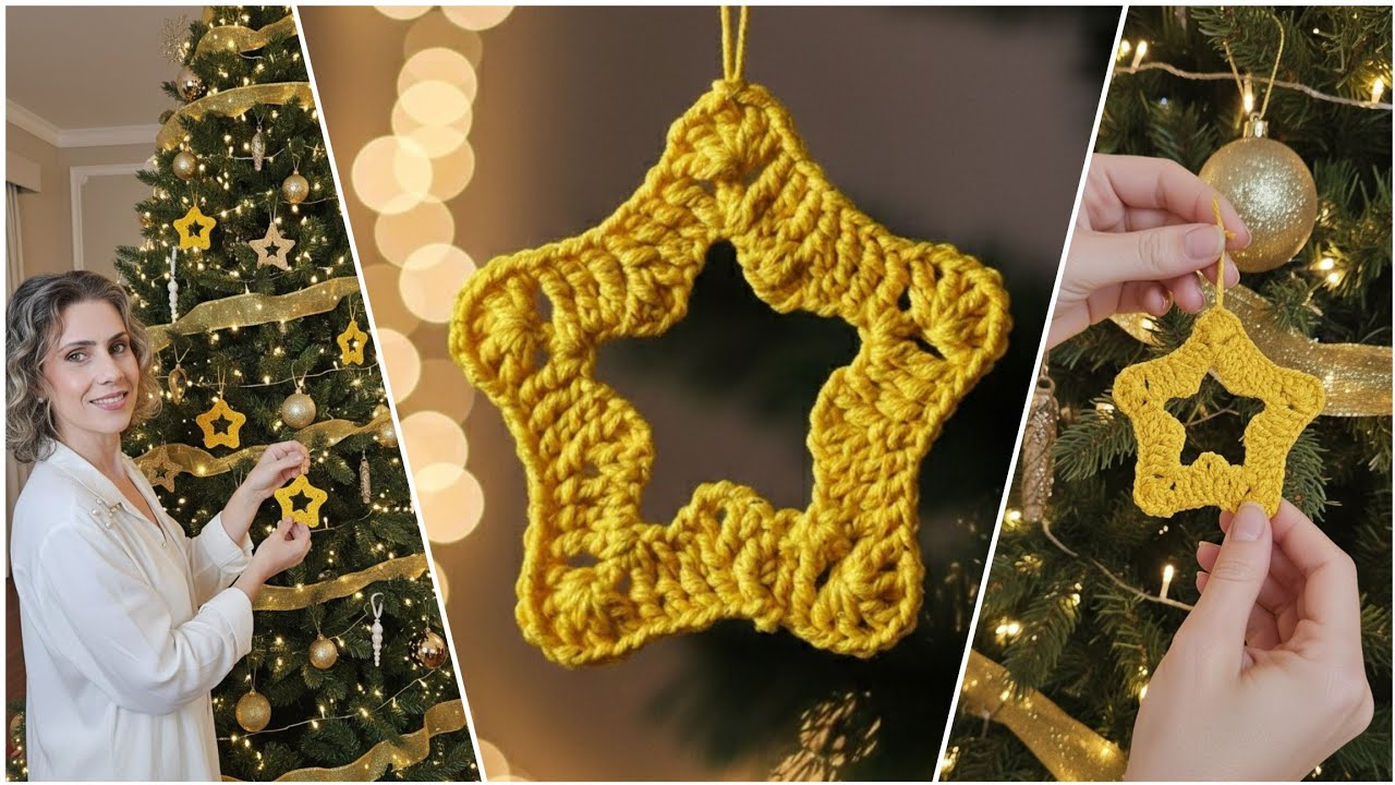 Estrela em crochê - p/ decorar ou aplicar - Live aula gravada