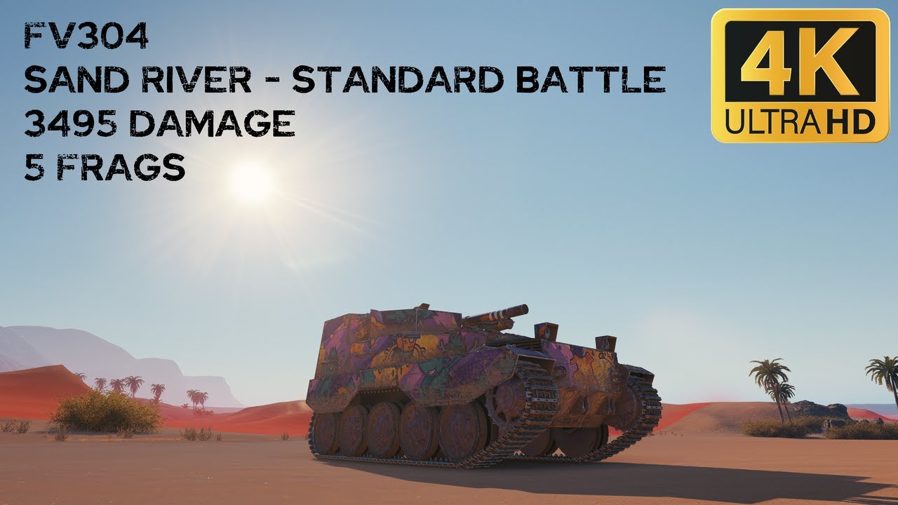 FV304 3,5k damage 5 frags on Sand River - World of Tanks