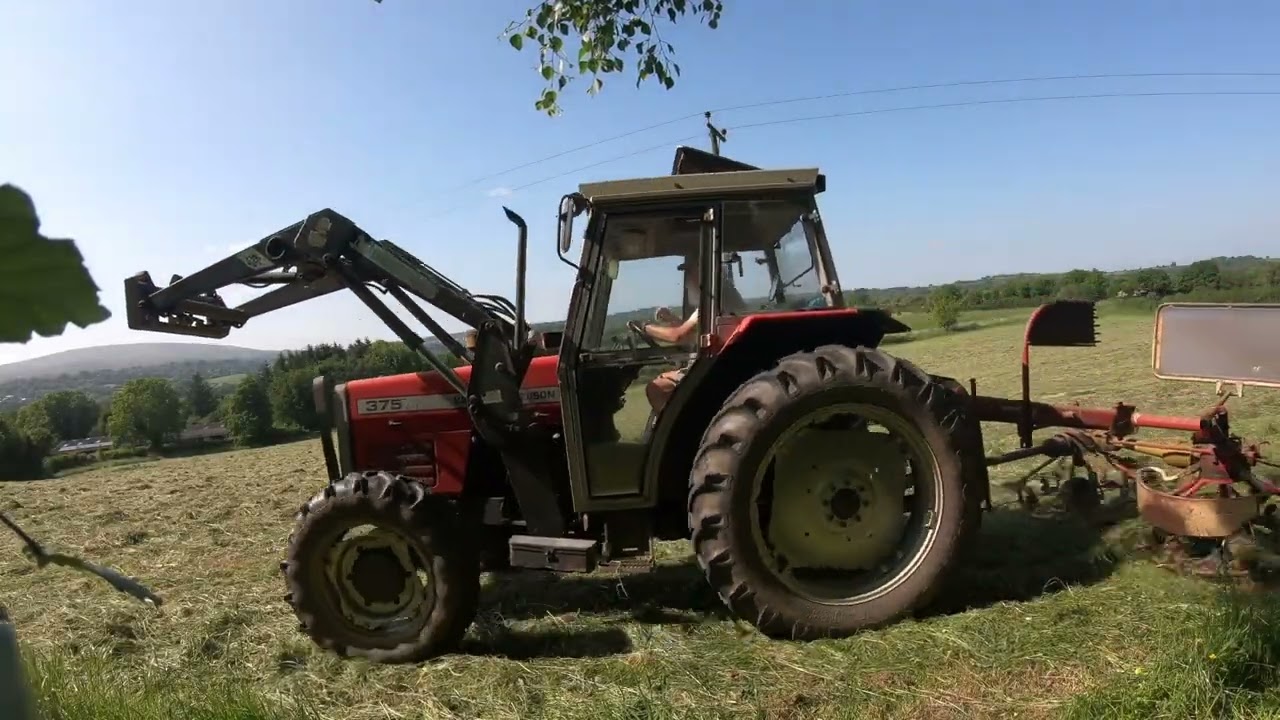 Hay Turning Massey Ferguson 375 4wd and Zweegers 360