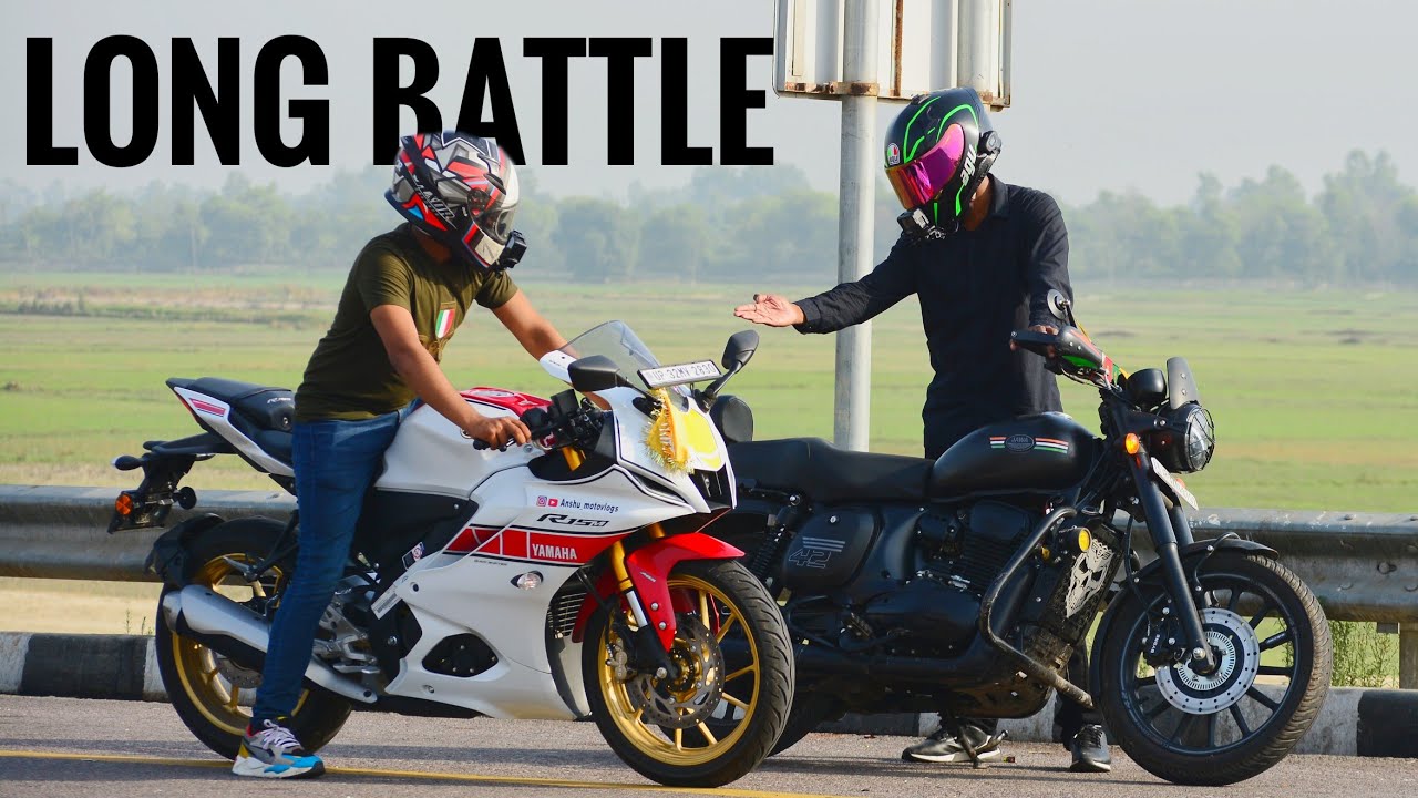 Yamaha R15 anniversary edition vs Jawa forty two || Race till there potential||