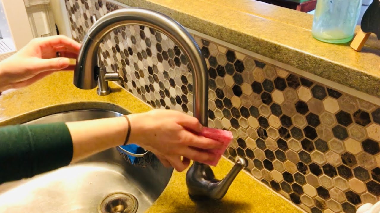 ASMR wiping & cleaning a whole bunch of kitchen surfaces with bleach spray & sponge. No talking.