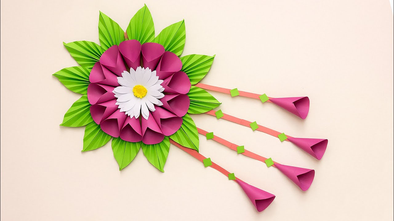 Beautiful Paper Flower Wall Hanging | Room Decoration Idea