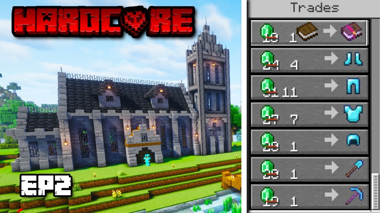 I Built the Perfect Trading Hall in Hardcore Minecraft