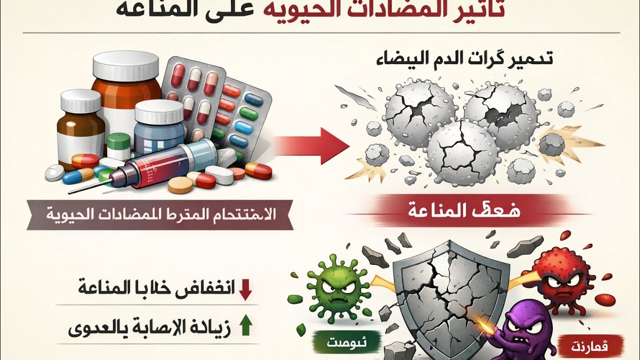 اليوم العاشر والحادي عشر ( تأثير المضادات الحيويه على المناعه )
