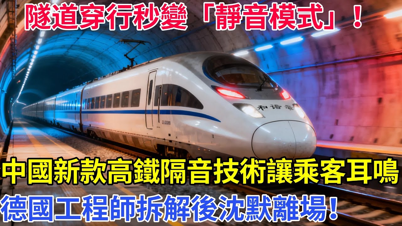 隧道穿行秒變「靜音模式」！中國新款高鐵隔音技術讓乘客耳鳴，德國工程師拆解後沈默離場！#高鐵 #基建 #科技 #科普 #航班 #奇跡 #世界奇跡 #基建狂魔 #靜音 #隧道
