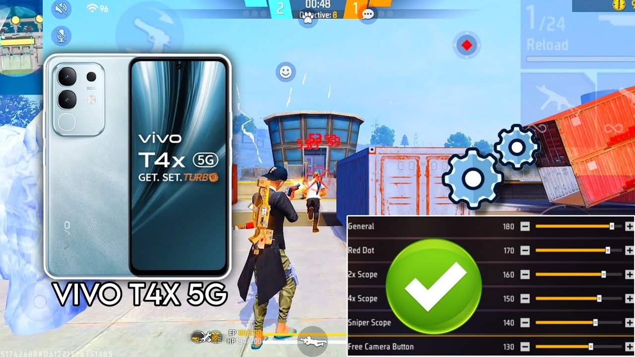 Vivo T4x 5G free fire sensitivity setting ⚙️ | Vivo T4x 5G free fire headshot setting ⚙️