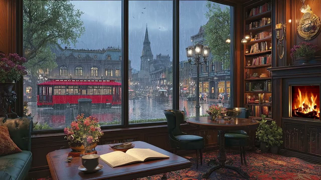 Warm Jazz at a Rainy European Café 🎶 Piano Jazz Instrumental for Work, Study and Relaxation