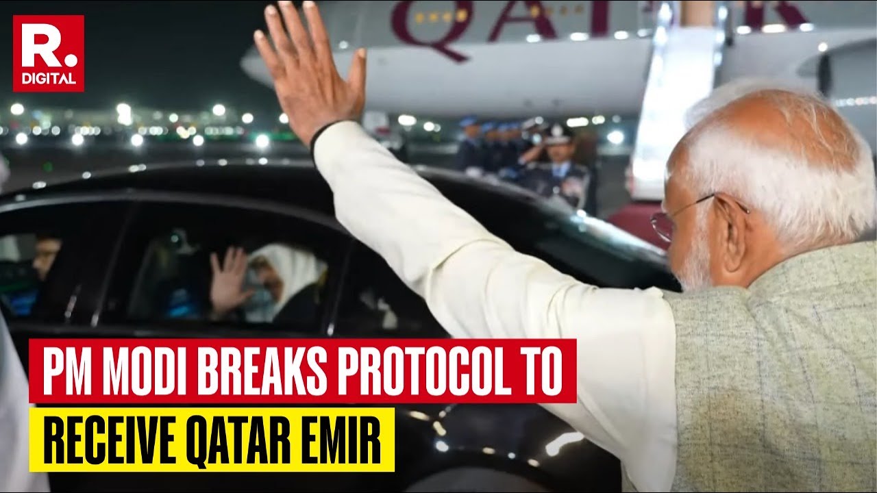 PM Modi Breaks Protocol To Receive Qatar Emir Upon His Arrival In New Delhi