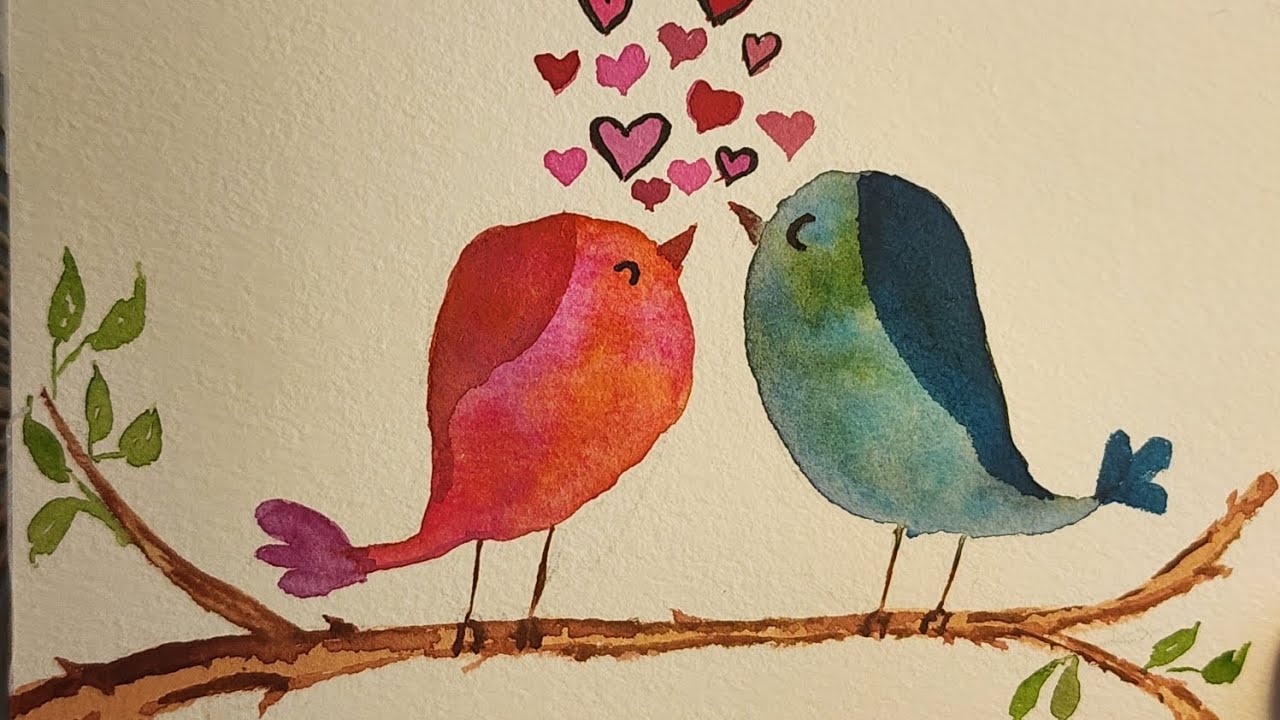 How to paint Love Birds 🐦💞🐦 Valentine's Special 