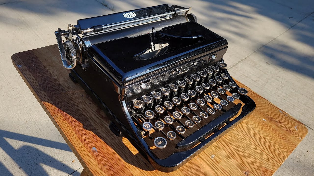 Typing outside on a 1937 Royal O typewriter
