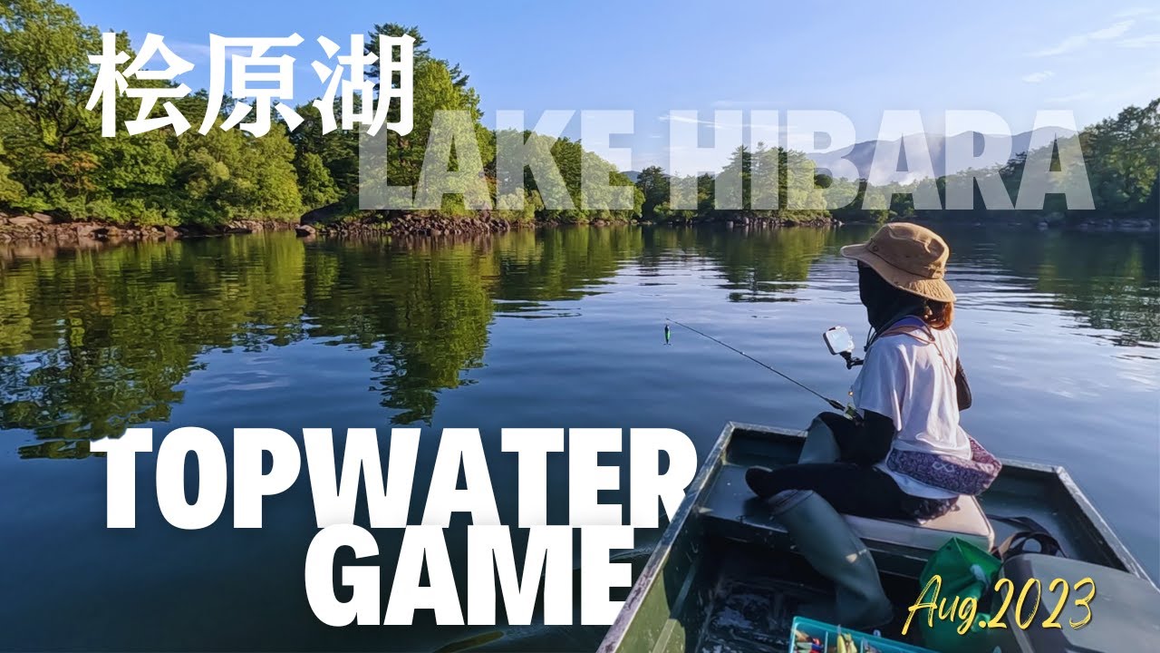 【トップウォーター】大減水した真夏の桧原湖で朝一トップウォーターゲーム「バス釣り」「TOPWATER」「桧原湖」「裏磐梯」
