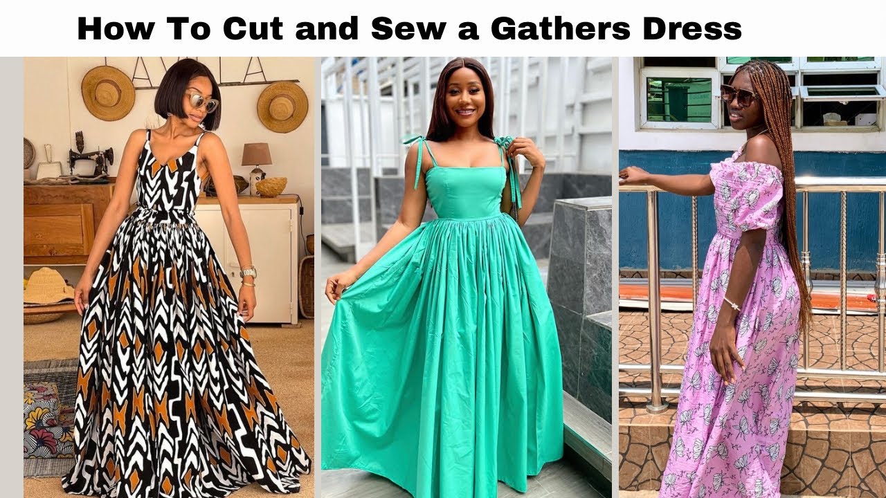 How to Cut and Sew a Stylish Off Shoulder Gathers Dress