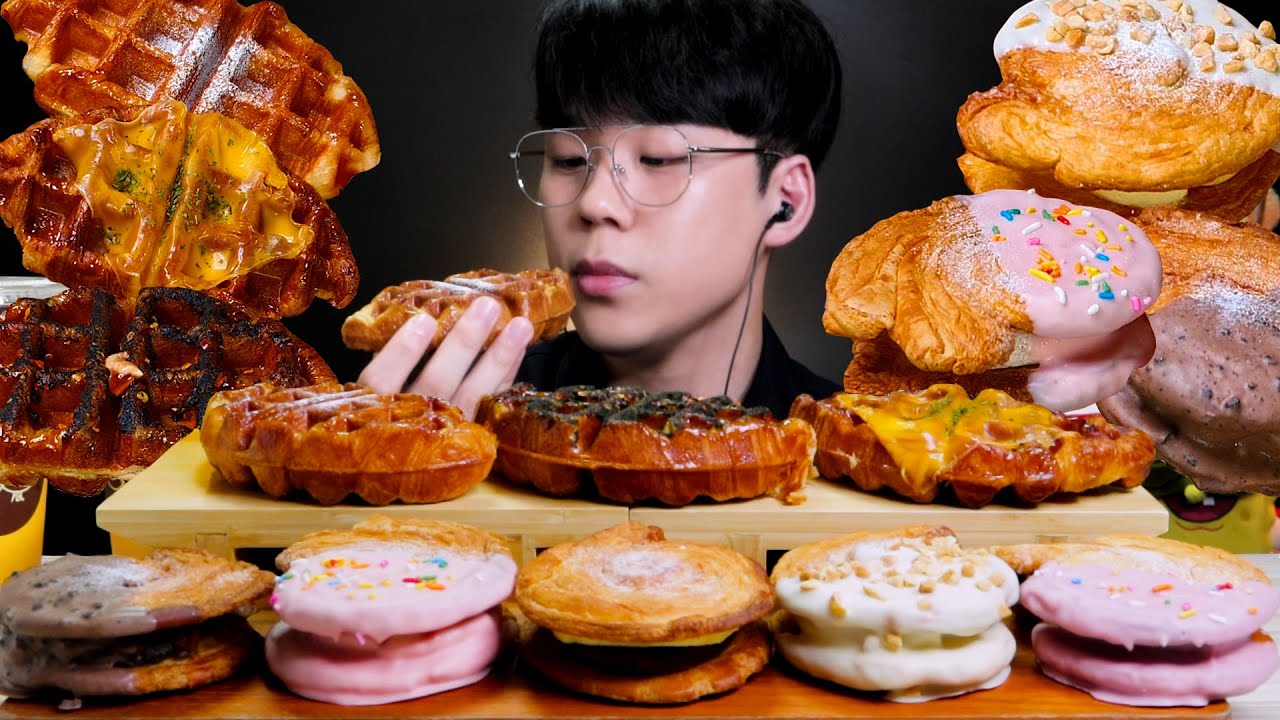 ASMR🧇빠사삭 크로플과 퀸아망샌드 먹방 디저트 리얼사운드 CROFFLE KOUIGN-AMANN SAND MUKBANG REAL SOUND クロッフル クインアマンサンド