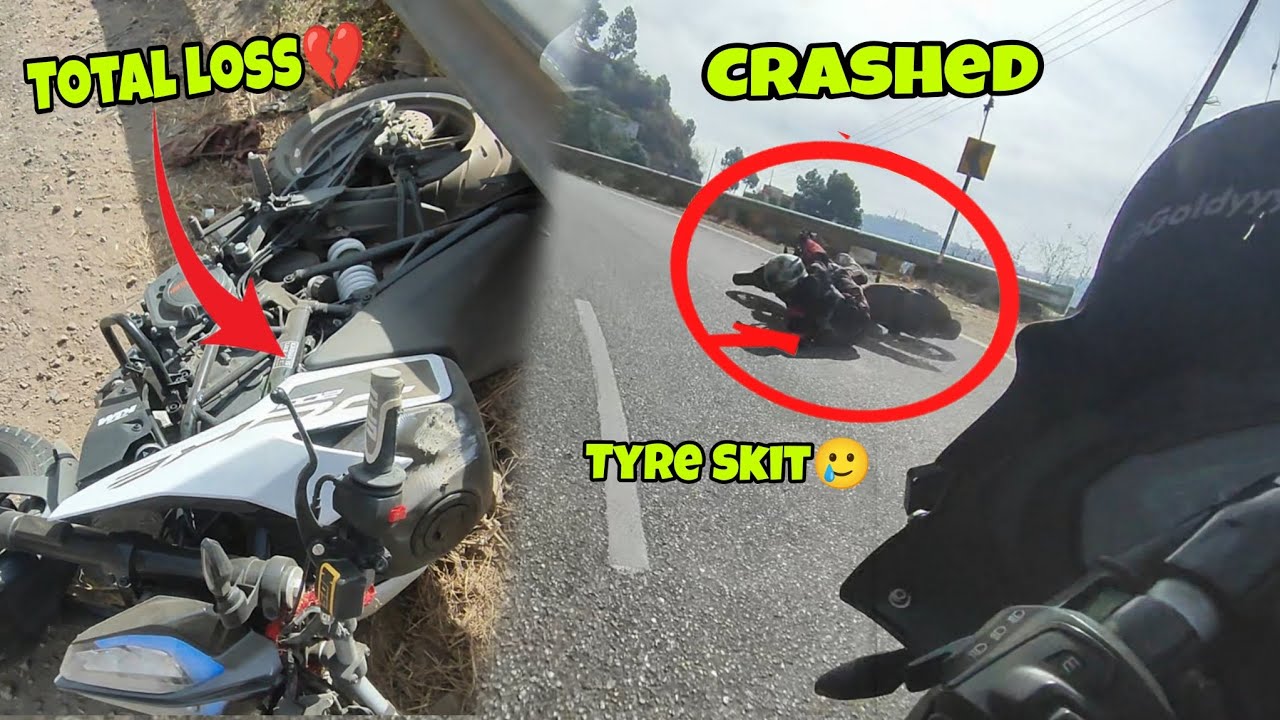 Duke200 Brutal Crash💔/Total loss🥺/Rider is safe❤️‍🩹@thethrottlejunkie12 