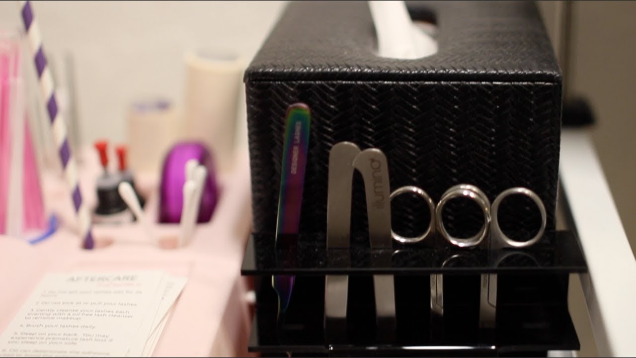 My eyelash extensions setup including products and equipment