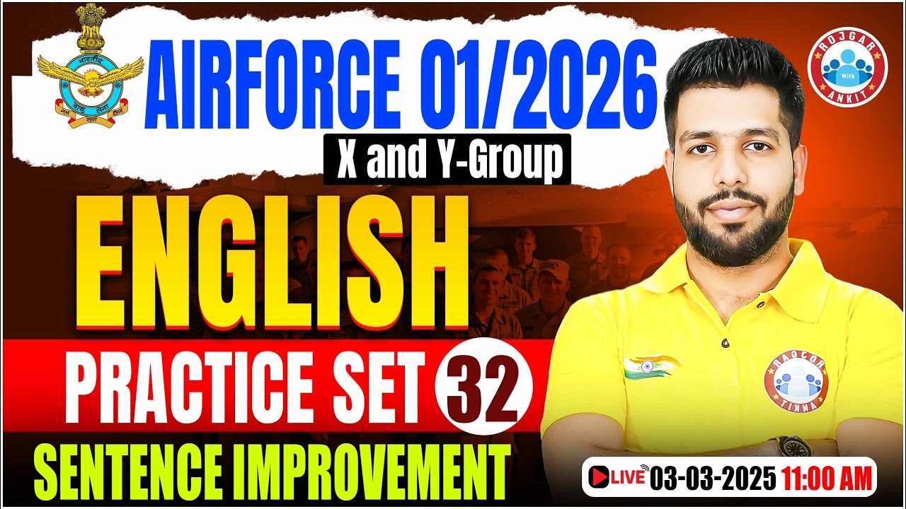 Airforce Practice Set 2025 | Sentence Improvement | English for Airforce X & Y Group By Anuj Sir