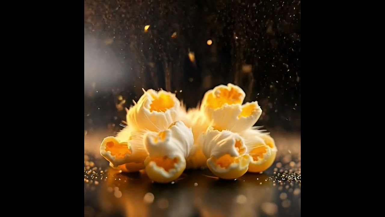 popcorn kernel in a dark pan