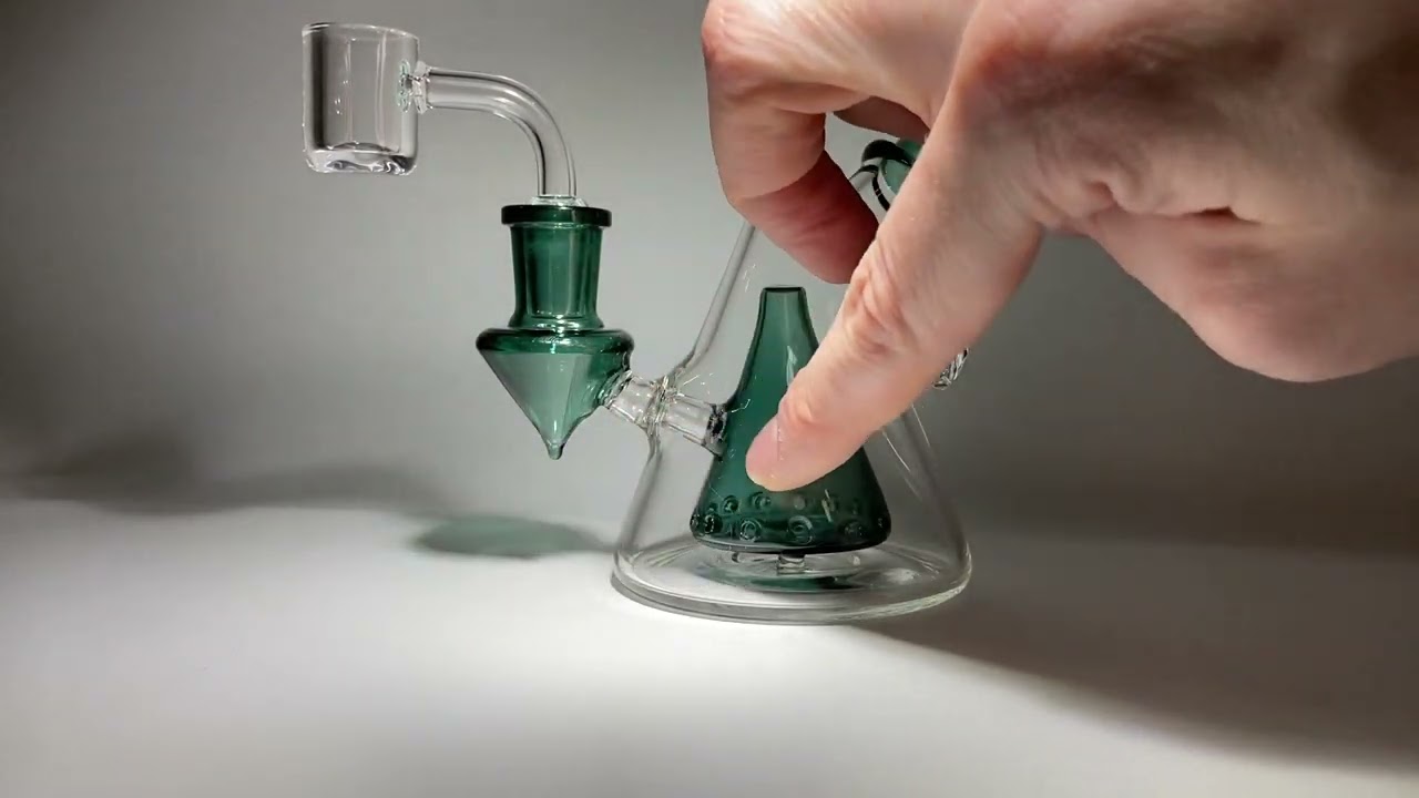 Scan Glass 14mm Pyramid Perc  Beaker Rig With Faceted Diamond Marble