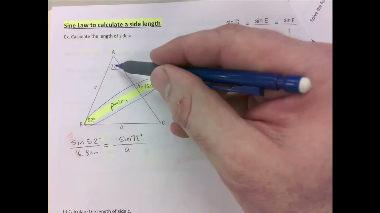 INTRO TO SINE LAW (SOLVING FOR SIDES)