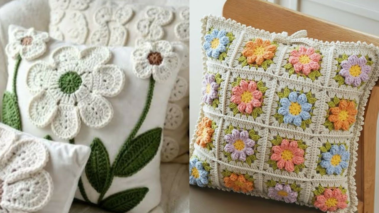 Latest crochet pillows cover designs model knitted with wool hand knitted crochet cushion covers 