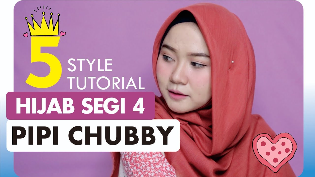 5 Tutorial Hijab Segi Empat Rawis untuk Wajah Bulat Simpel Banget