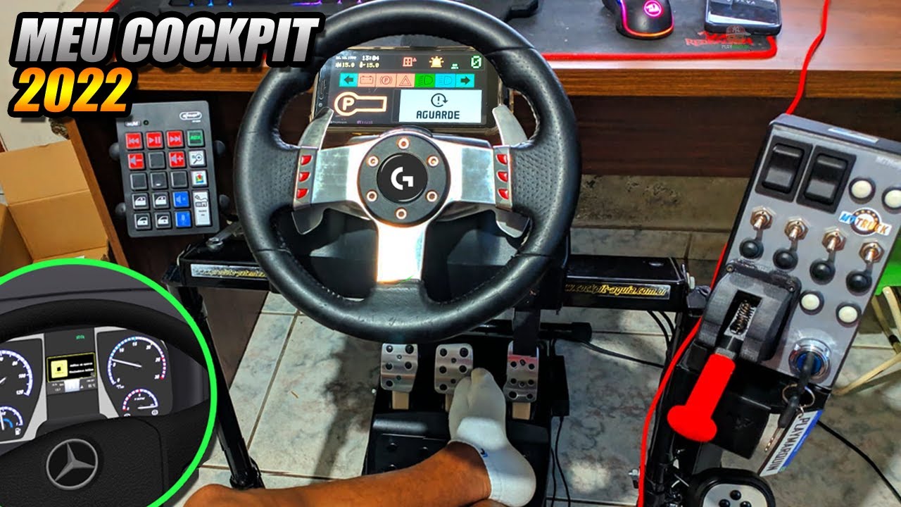 DEIXEI MEU COCKPIT MAIS REALISTA !!! BUTTON BOX - MANOPLA SCANIA - SIM DASHBOARD - G27