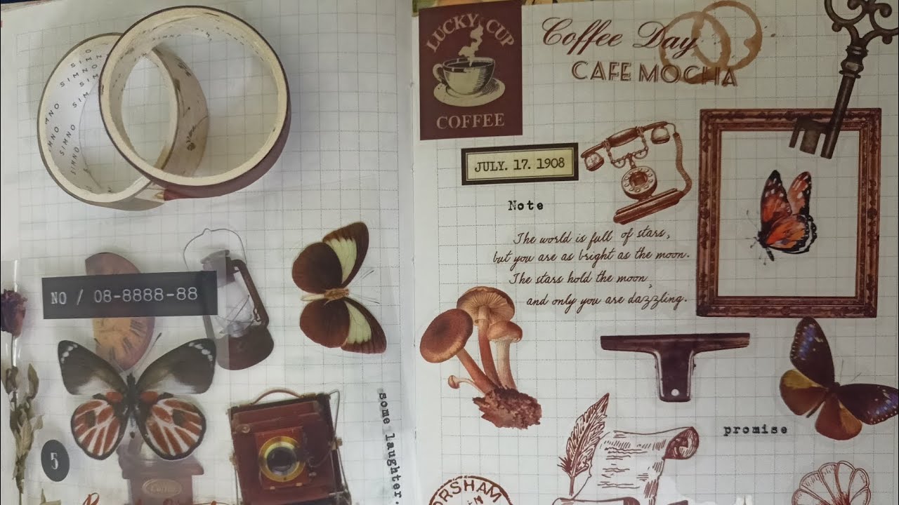 Let's make a Coffee Day Journal Ideas......#kawaii #sticker #diy #journal #asmr #creative #decor 