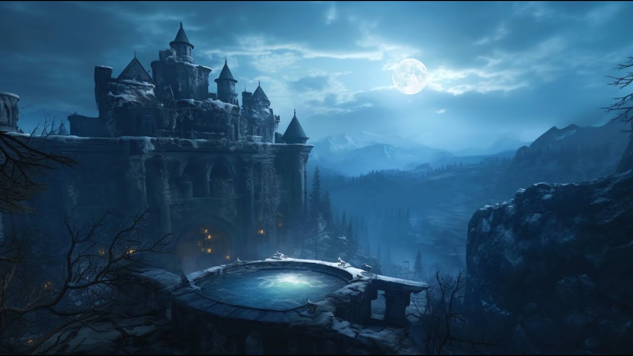 Relaxing Resident Evil Castle Inspired Ambience - Village w. Hot Tub, Wind, Crows and Wolves