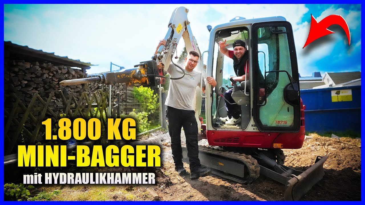 MINI-BAGGER mit HYDRAULIKHAMMER vs. FUNDAMENT - Tommy Berk fährt Bagger! | Home Build Solution