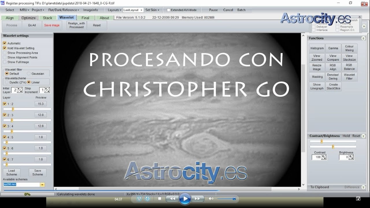 Procesado de foto planetaria (I) Christopher Go en Astrocity