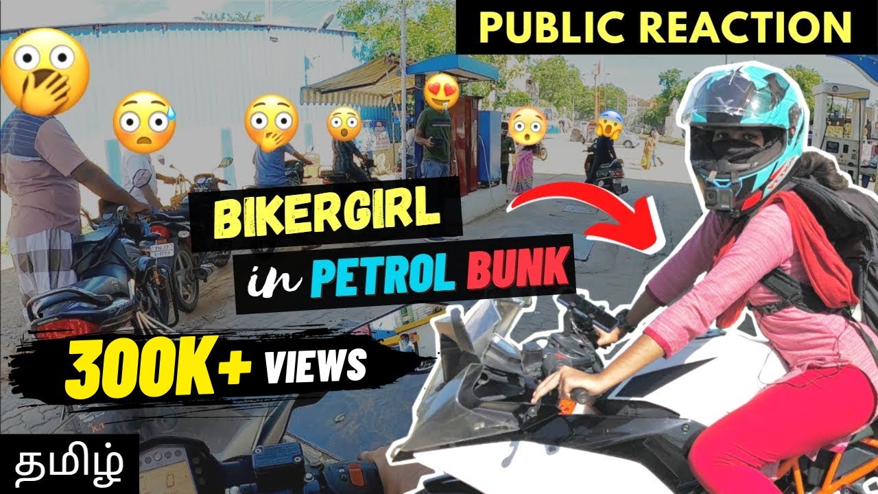 😱😲Public reaction to Bikergirl in Petrol bunk⛽  | KTM Bikergirl | Tamil Female Motovlogger | Part -2