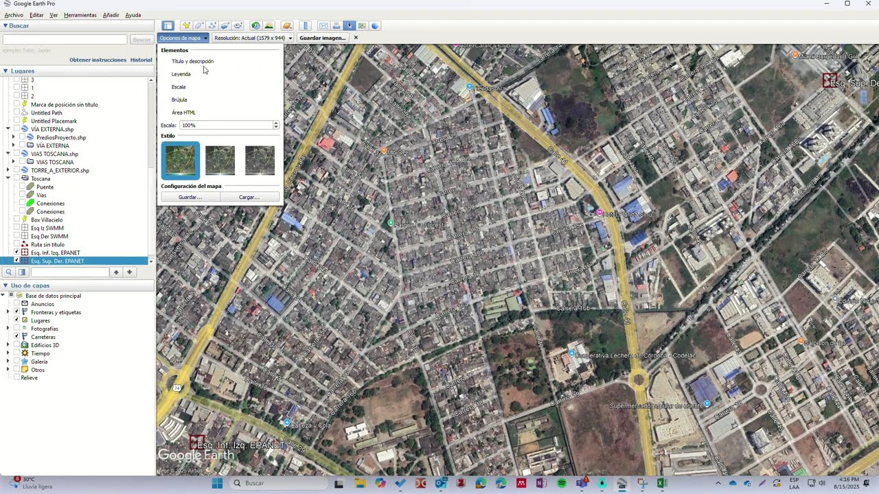 Poner fondo de Google Earth a red en EPANET