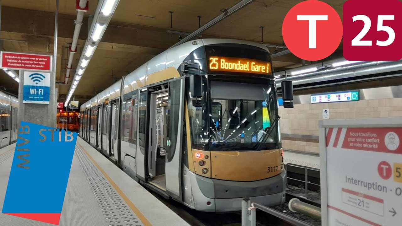 STIB Tram 25 Trajet complet (Boondael Gare vers Rogier) dans un T3000 (3117)