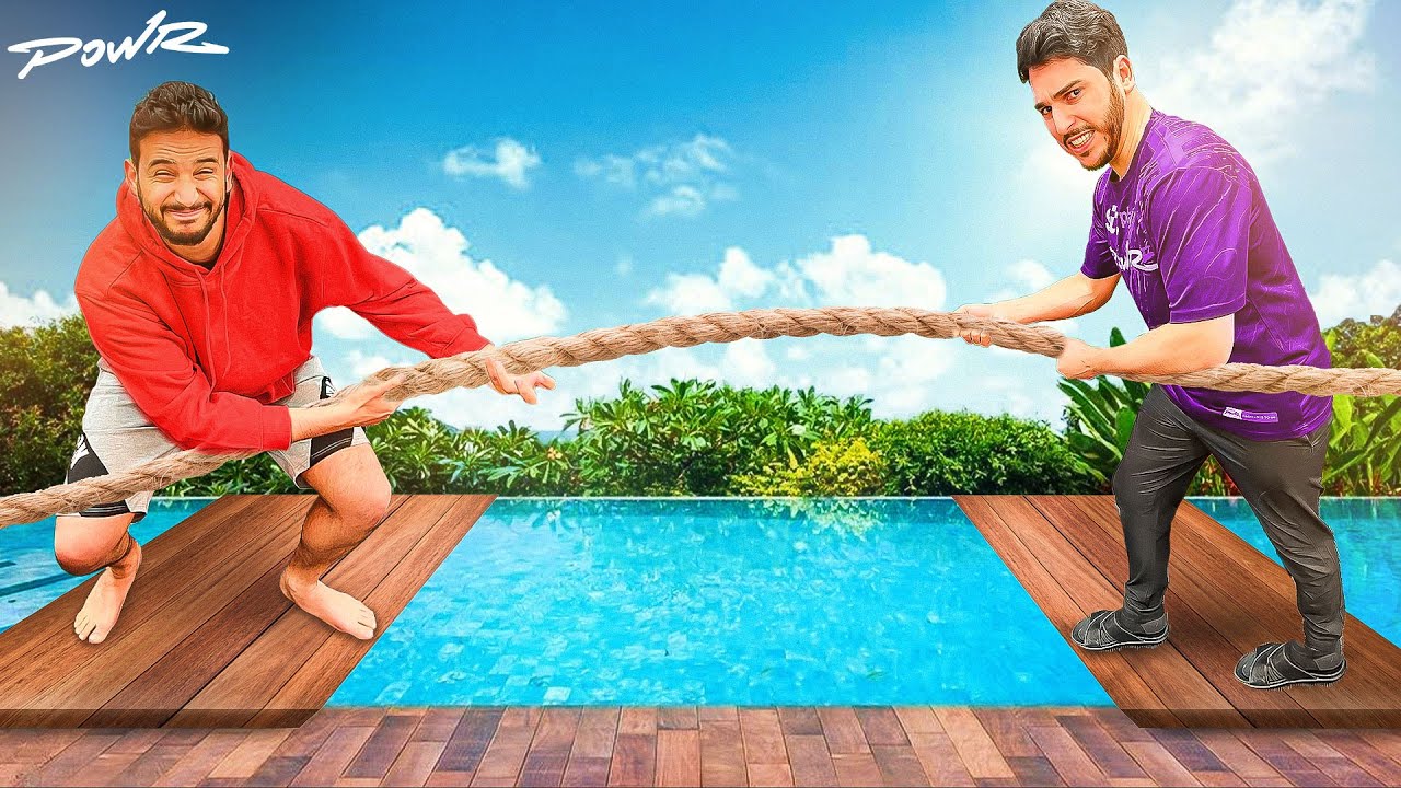 من اقوى ادارة باور او اليوتيوبرز 💪( تحدي شد الحبل في المسبح🌊 )