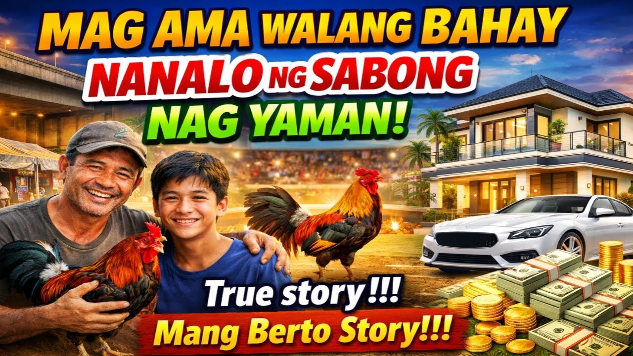 MAG AMANG WALANG BAHAY NANALO  NG SABONG NAG YAMAN TRUE STORY!!!| Berto Story