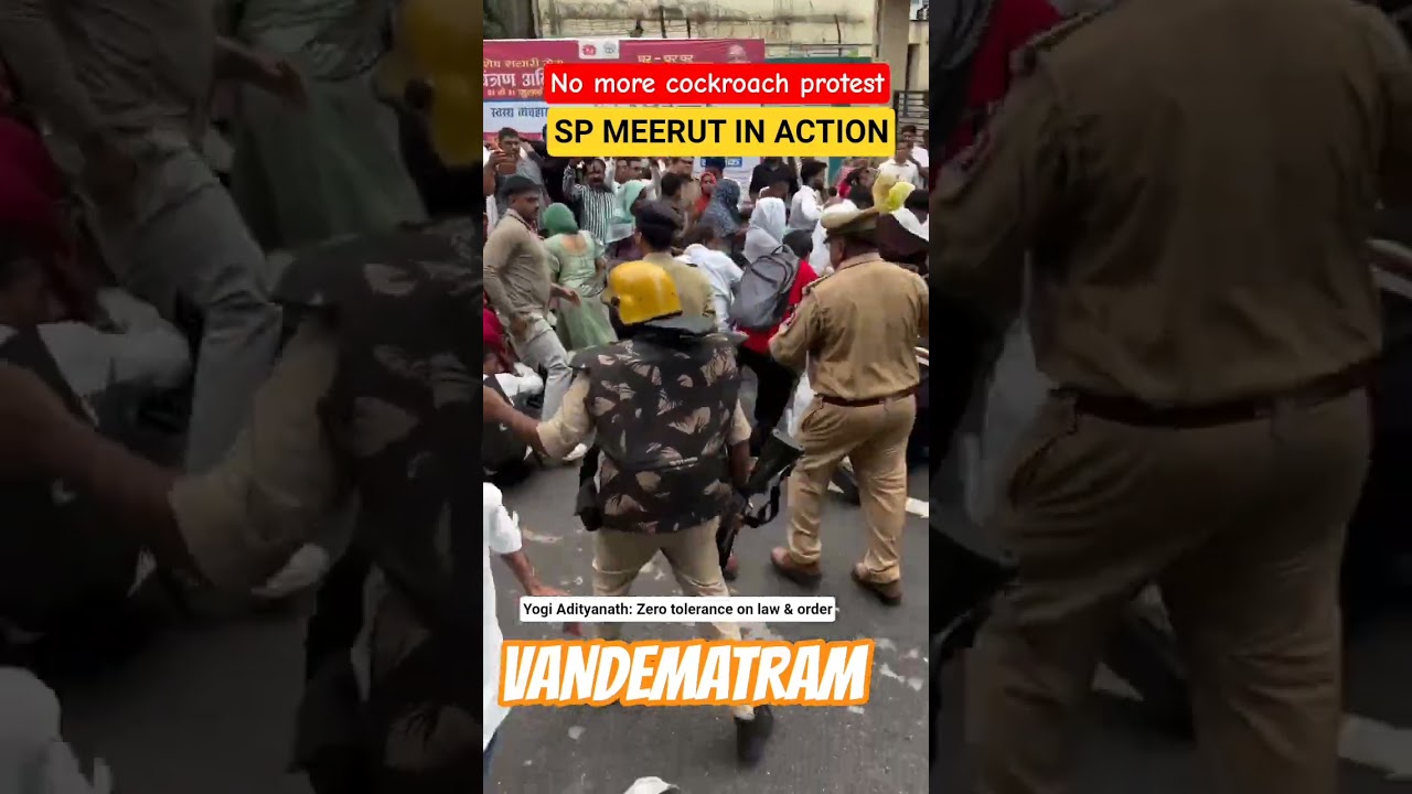 Real action on streets of meerut by singham of UP Police.#yogiadityanath #cjpprotest #bjp #cockroach