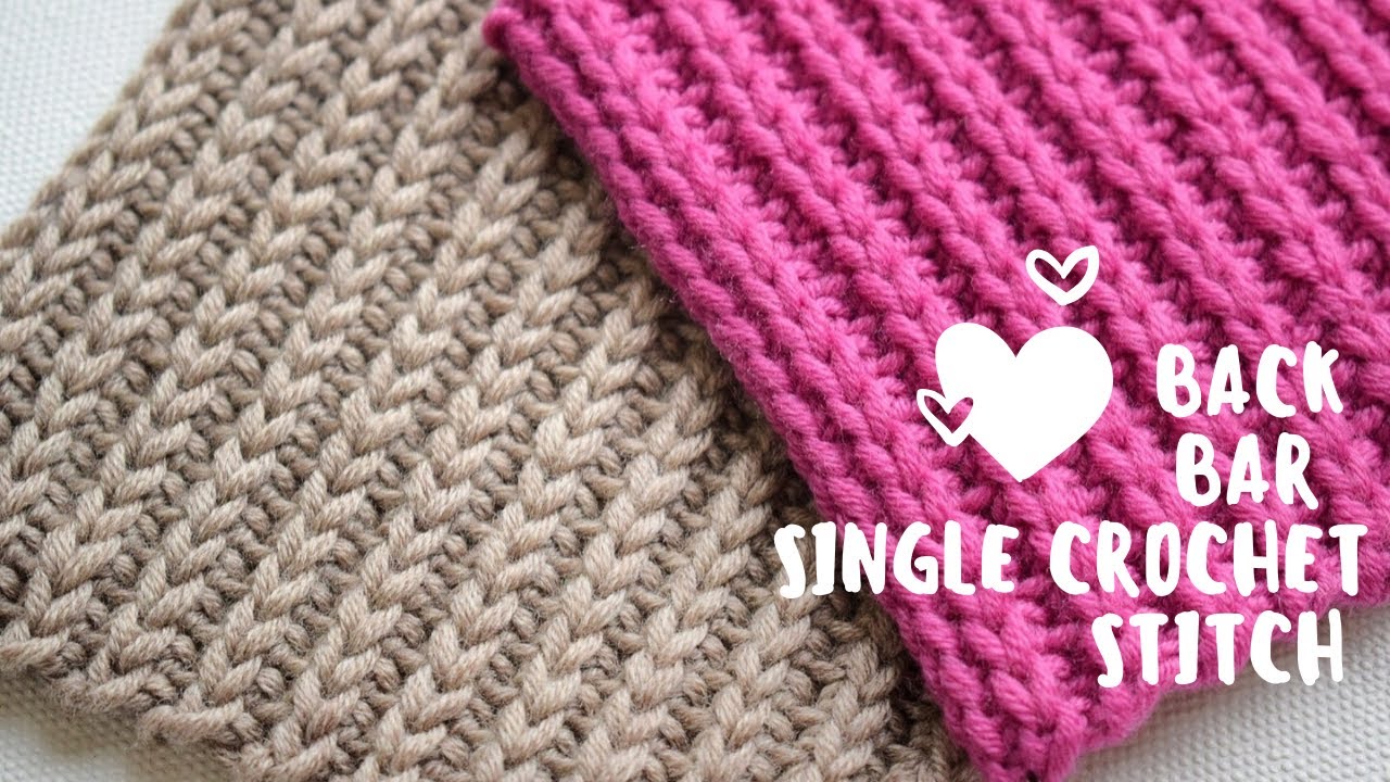 How to crochet back bar single crochet stitch. Beginner friendly tutorial of knit look stitch