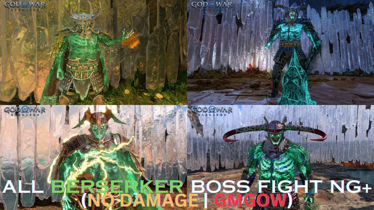 God of War Ragnarok NG+ - All Berserker Boss Fight NO DAMAGE (GMGOW+)