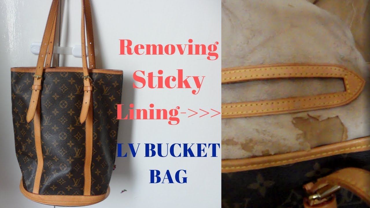 how to remove sticky lining on bucket bag // vintage louis vuitton * cleaning hack