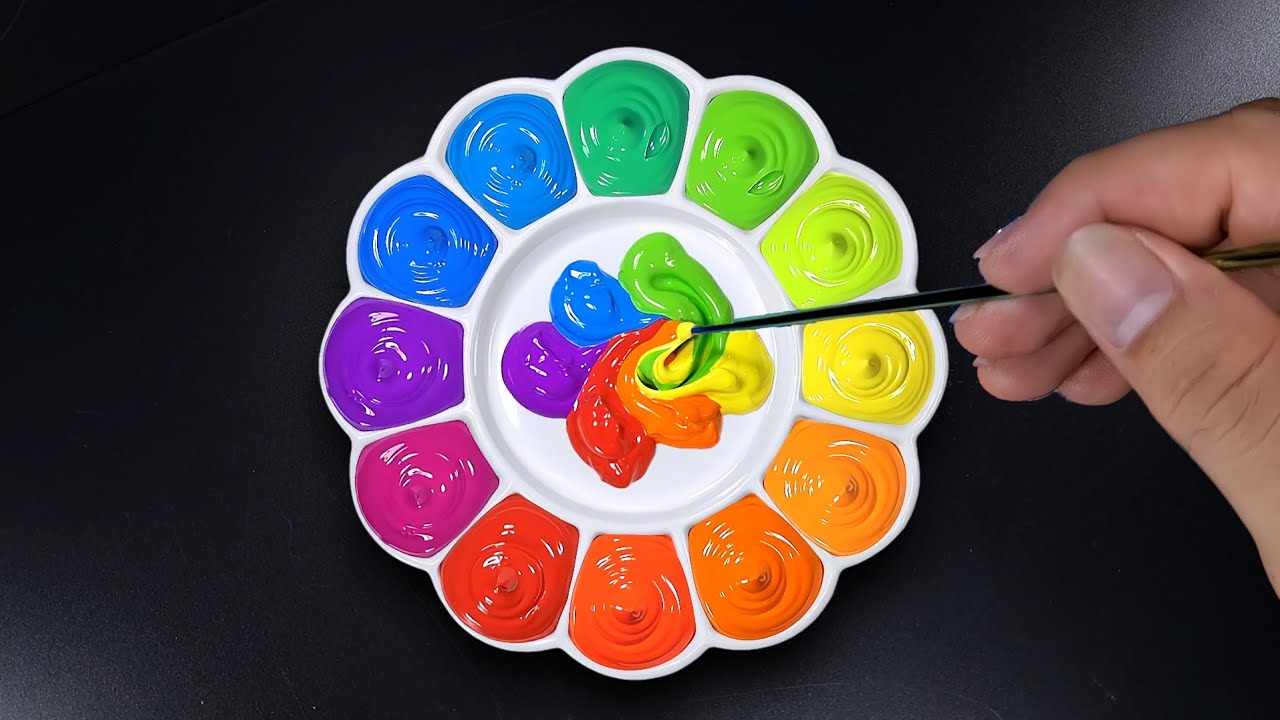 How to Mix Rainbow Color with Just 6 Paint Colors? Satisfying Color Mixing