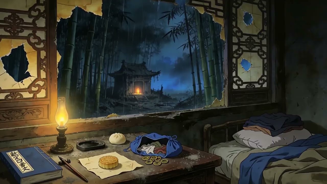 清乾隆年間，江南廢棄驛館，赴京趕考的書生夜讀遇雨#relaxing #rain #rainsounds #asmr #relax #peace #SleepSounds #빗소리